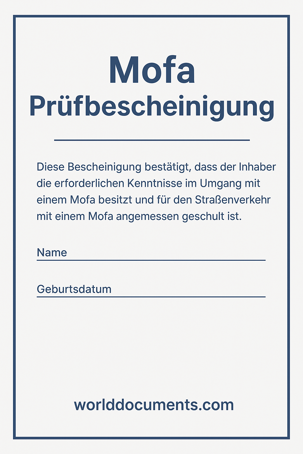 Mofa Prüfbescheinigung Kaufen